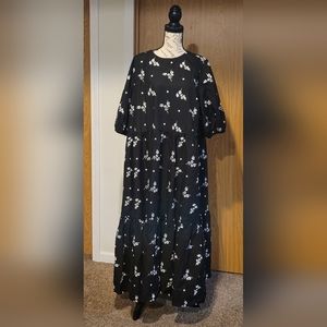 asos design size 16 Cotton black and white flower